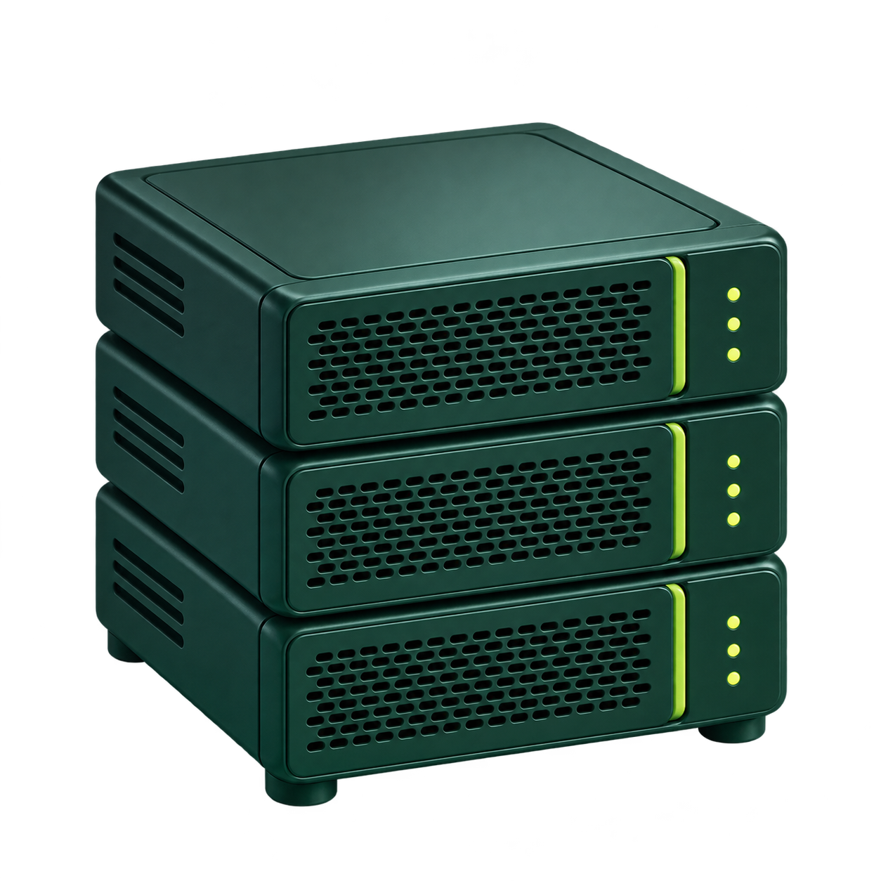 Illustration of a compact hosting server stack